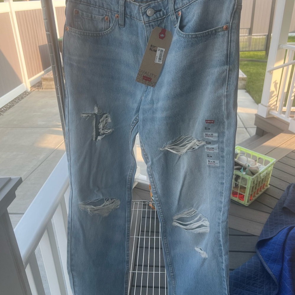 Levi's Blue Slim Distressed Jeans